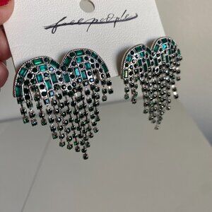 Free People Hearts on Fire Dangle Earrings in Silver Post Back